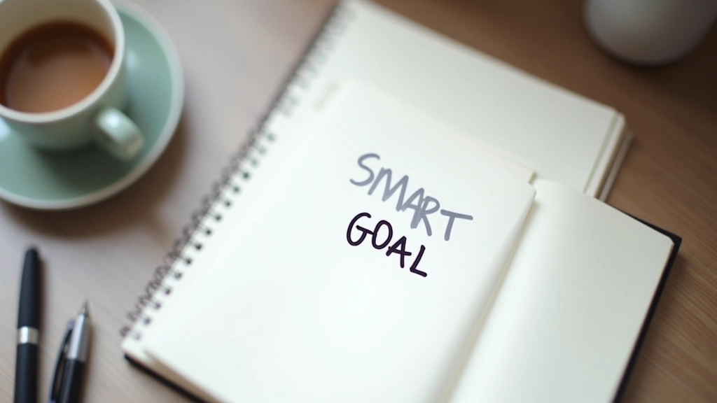 Caderno com anotações de objetivos e planejamento estratégico estruturado